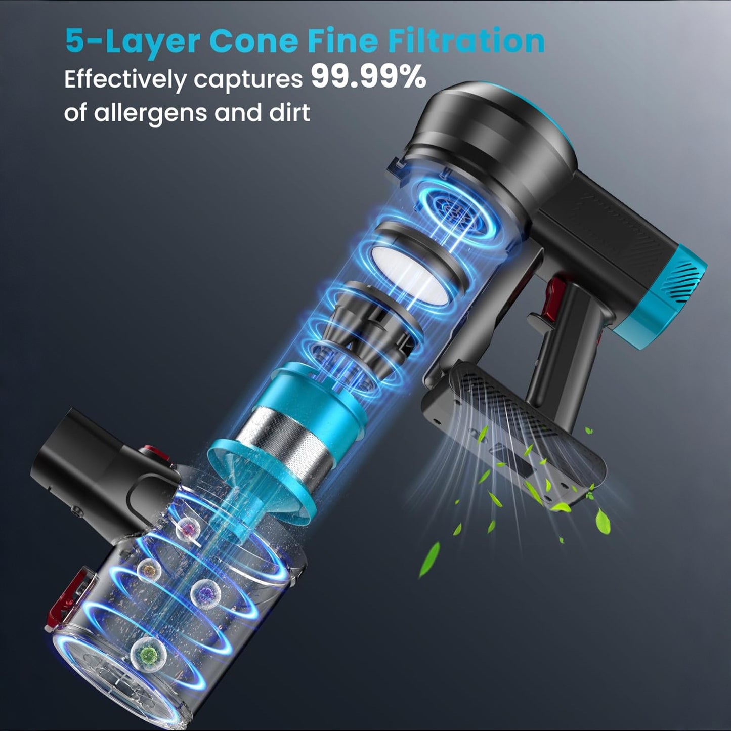 CHEBIO 45000Pa/550W/60Min Cordless Vacuum Cleaner