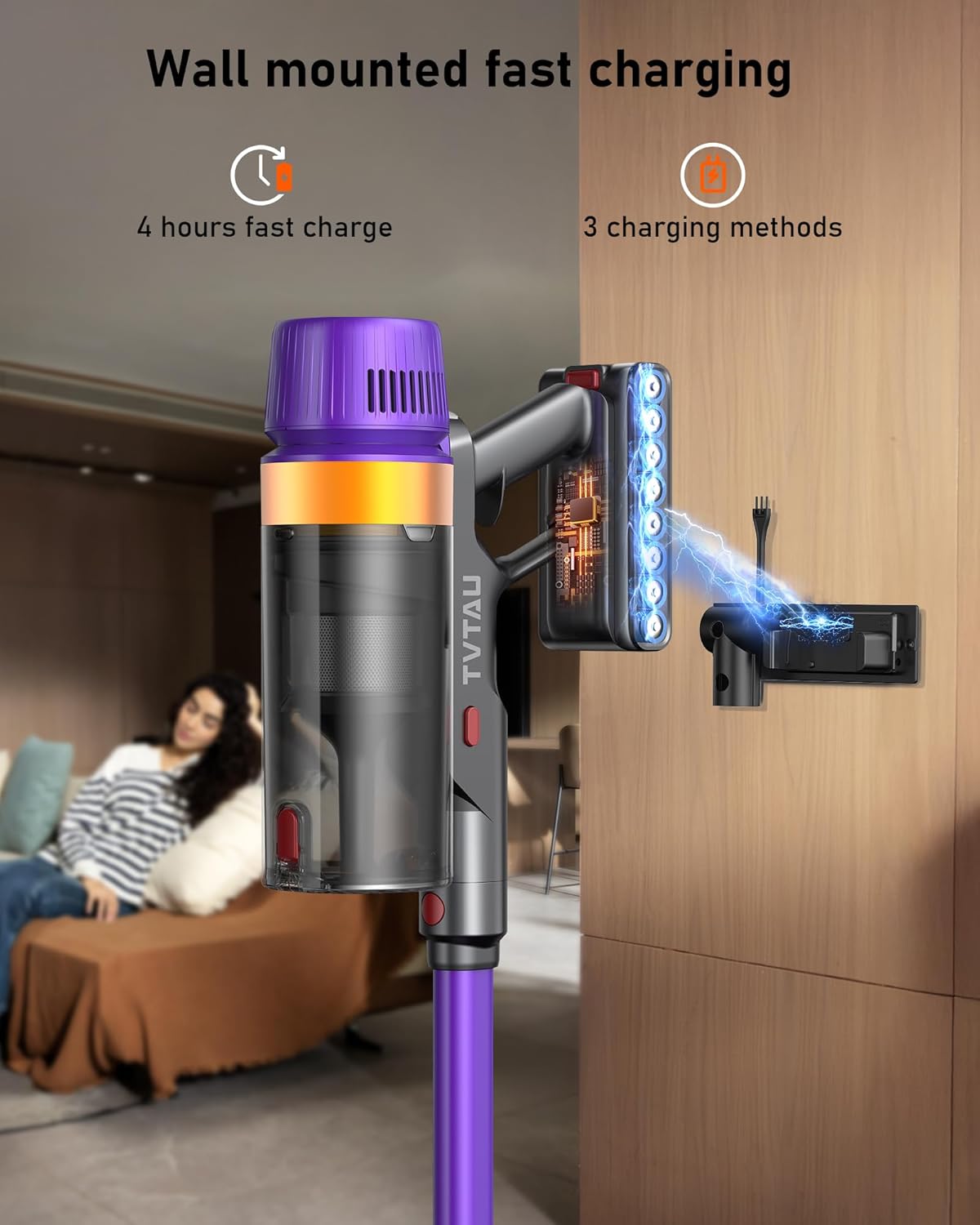 TVTAU Stick Vacuum Cordless Rechargeable with LED Display