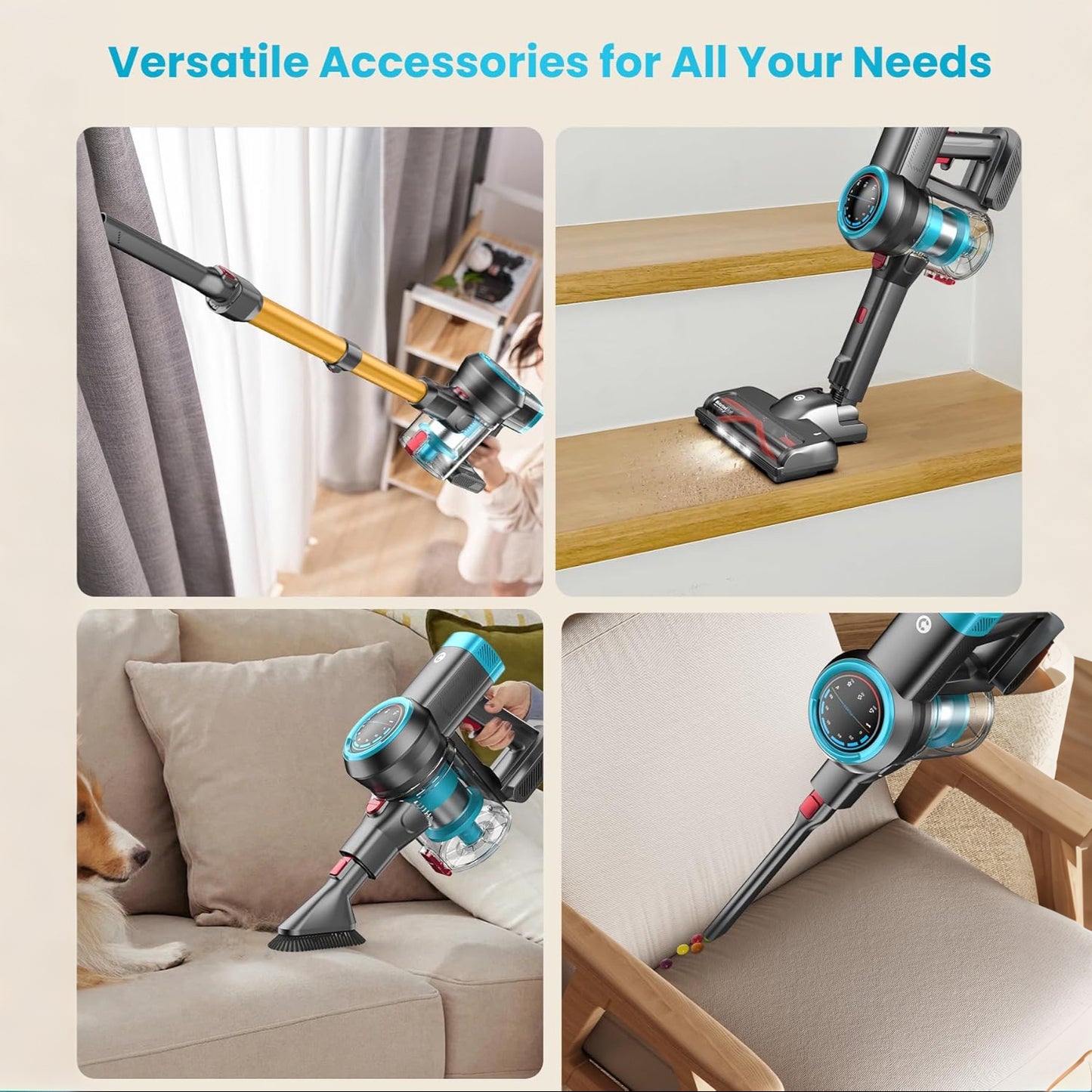 CHEBIO 45000Pa/550W/60Min Cordless Vacuum Cleaner