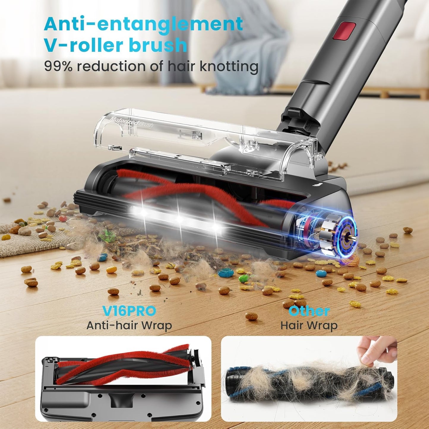 CHEBIO 45000Pa/550W/60Min Cordless Vacuum Cleaner